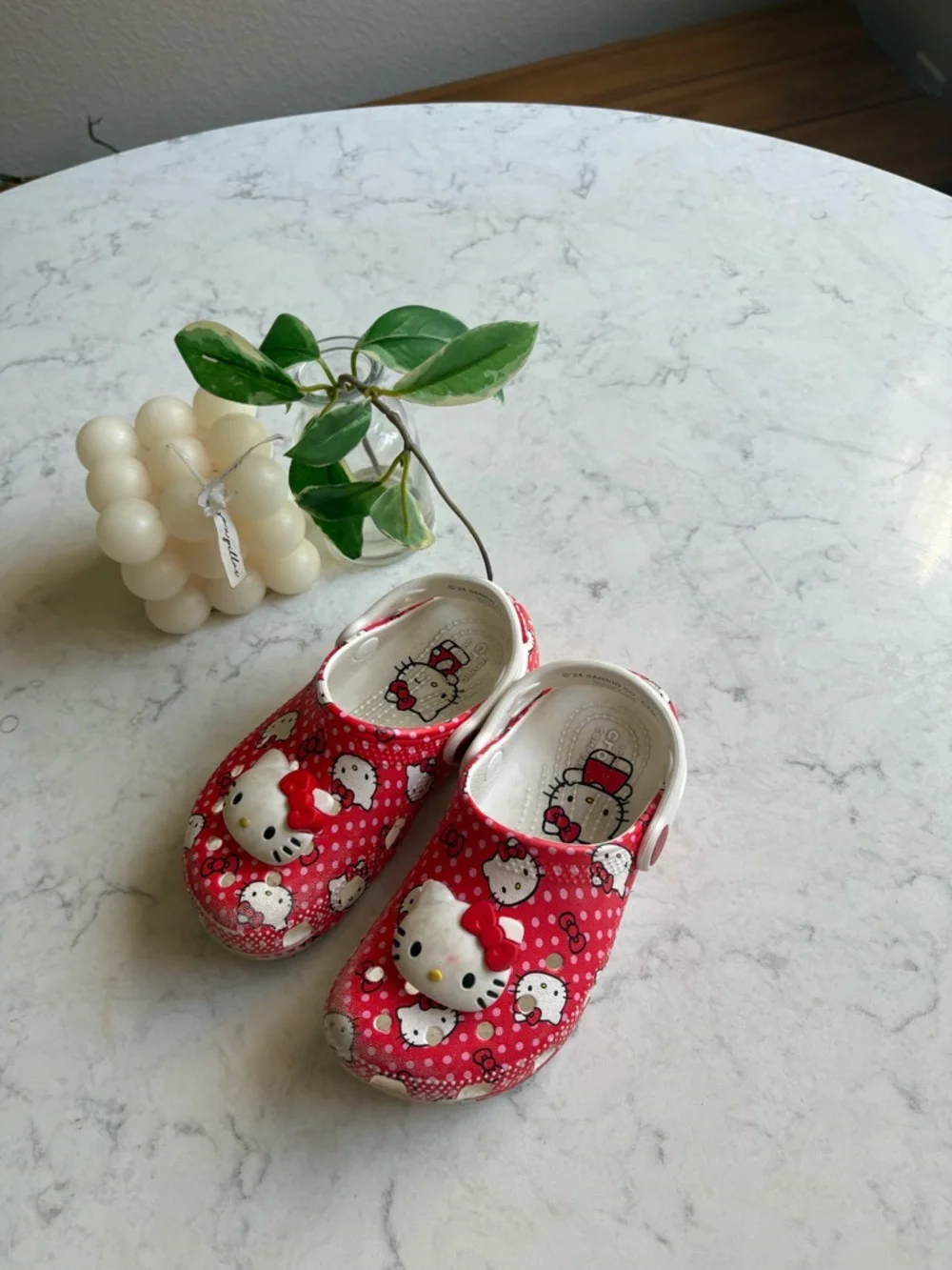 CROCS Kids Hello Kitty Red and White Clog Sandals